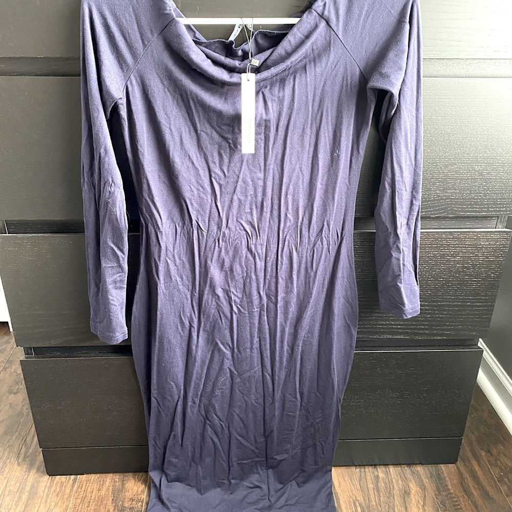 Long sleeve, form fitting, off the shoulder dress